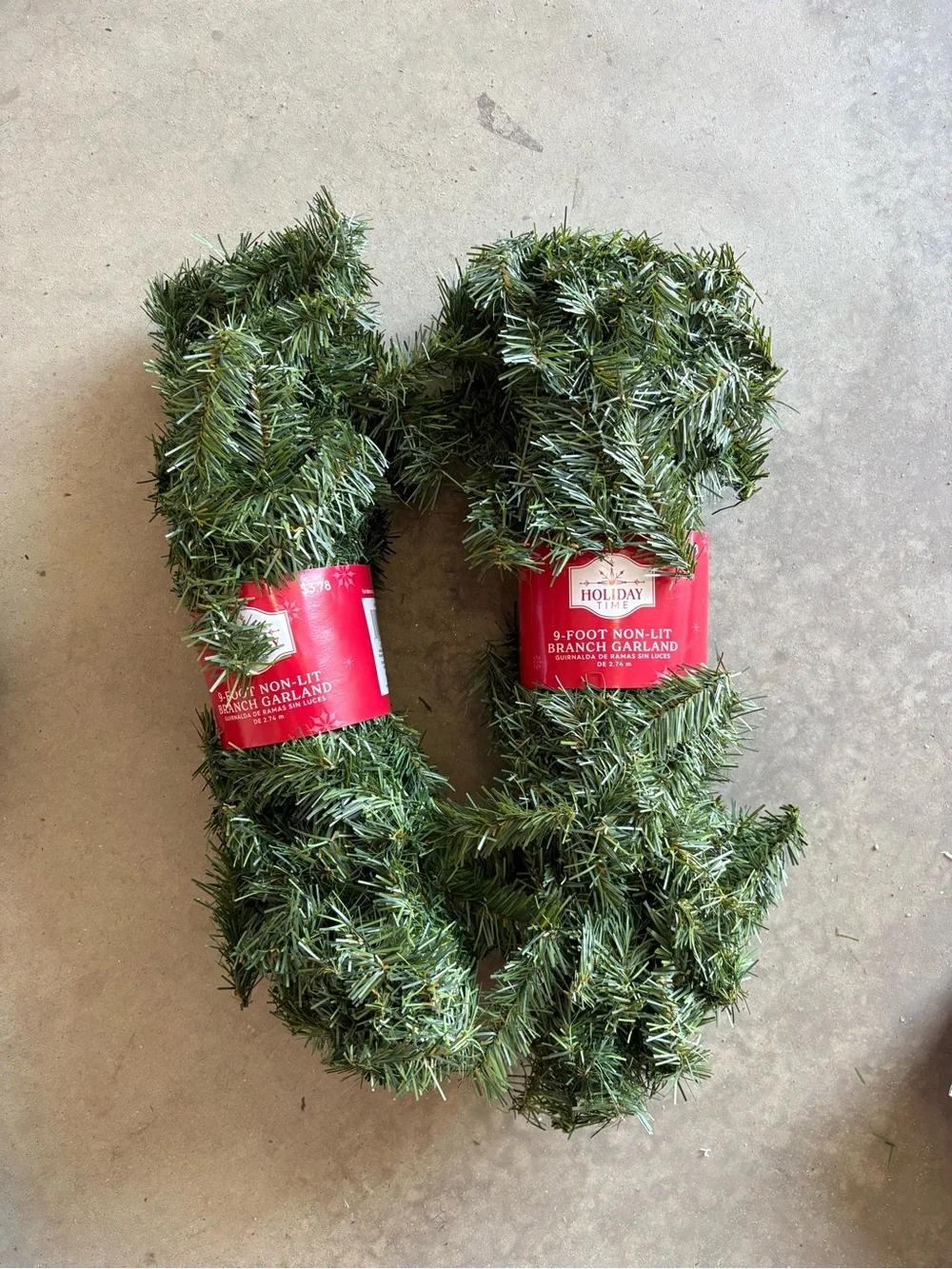 2 Holiday Time Green Artificial Pine Garland - 9-Foot